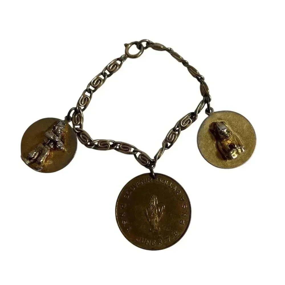 1963 Pacific N. W. SHRINE ASSN. Billings, Mont Souvenir Dollar Bracelet retro